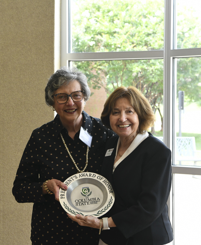 Darlene Baxter, President’s Award of Honor for Distinguished Service recipient, and Dr. Janet F. Smith, Columbia State president.