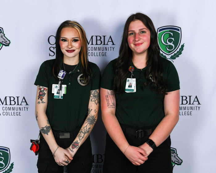 Pictured (left to right): Bedford County advanced emergency medical technician graduates Faith Tucker and Raegan Haley. 